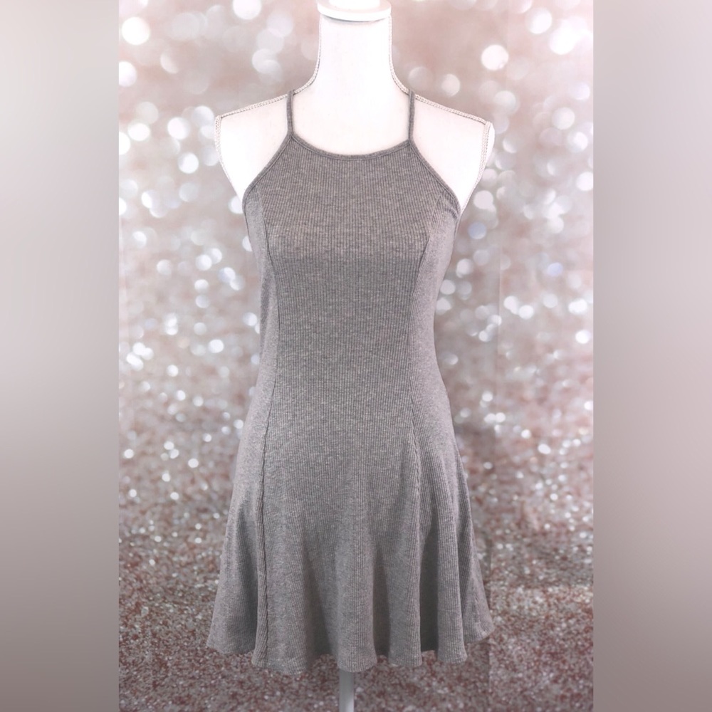 Ribbed stretch skater mini dress